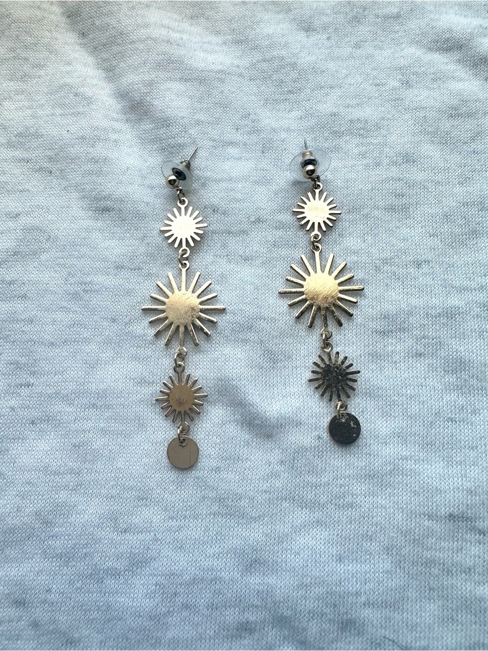 Gold Sunburst Dangle Earrings